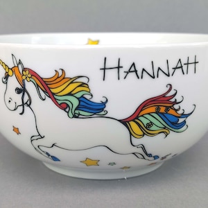 Brei Schale Müslischale Einhorn Wunschname Porzellan Frühstücksservice Baby Geburt Geburtstag personalisiertes Geschenk