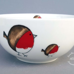 Porridge bowl cereal bowl robin desired name porcelain animals breakfast service baby birth birthday personalized