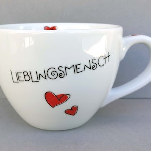 Valentine's Day Personalized Mug Hearts XXL 0.4 l Porcelain Name Cup Wedding Personal Gift Bride and Groom Heart Red