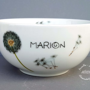 Cereal Bowl Dandelion Desired Name Porcelain Breakfast Service Baby Birth Birthday Personalized