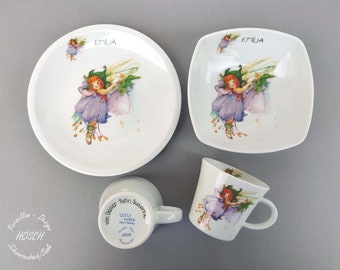 Easter children's tableware elf purple breakfast service set cup cereal porridge bowl gift Easter baptism baby birth first birthday 3-piece