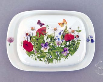 Butterdose für 250 g Butter Porzellan Frühstücksservice Geburtstag Geschenkidee Geschenk Ostern Beste Freundin Mohn Wiese