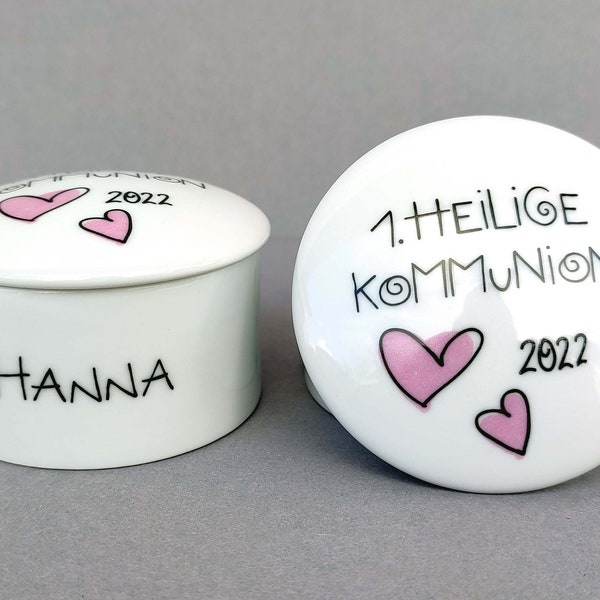 Andenken 2024 Dose 1. Heilige Kommunion 2024 Zur Konfirmation Herz rosa Geldgeschenk personalisiertes Geschenk Mädchen