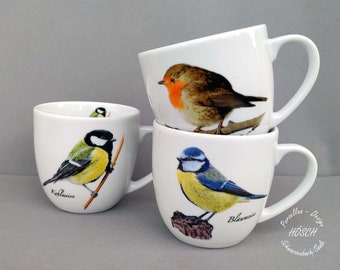 XXL mug 0.4 l songbirds robins blue tit great tit bullfinch field sparrow goldfinch personalized gift Christmas Santa Claus