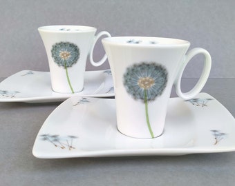 Espresso cups dandelion set of 2 with saucer 4 pieces cups set of 1 2 pieces gift birthday wedding children desired name