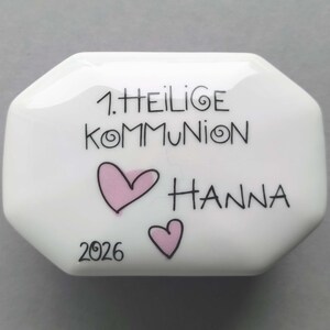 Andenken 2026 Dose 1. Heilige Kommunion 2026 Zur Konfirmation Herz rosa Geldgeschenk personalisiertes Geschenk Mädchen