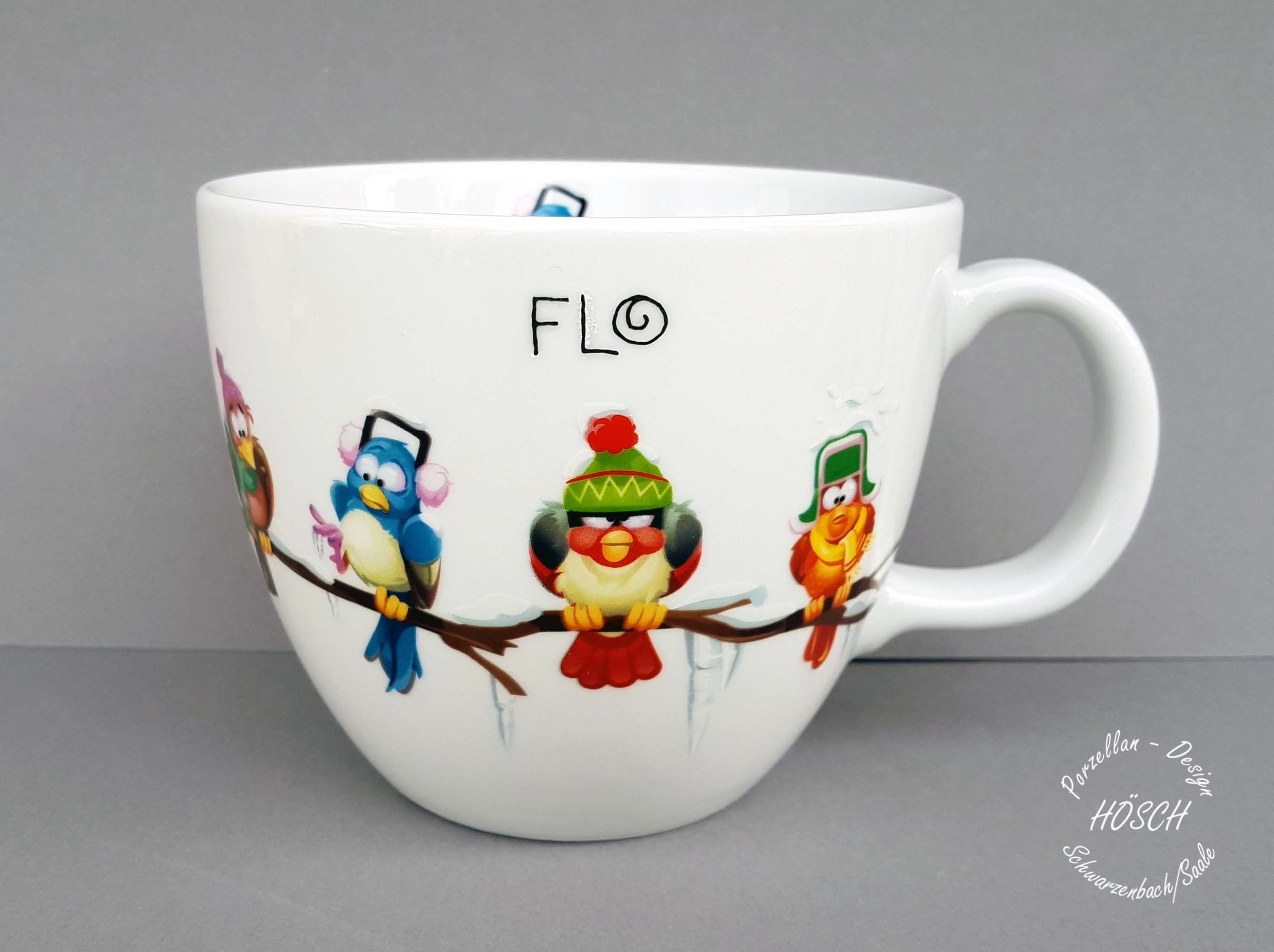 XXL Becher 1 Liter 0,4 l 0,22 l Lustige Vögel Weihnachten personalisiert Geschenk Beste Freundin Kinderporzellan
