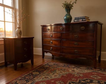 Charming Mahogany Vintage Dixie Dresser and Nightstand