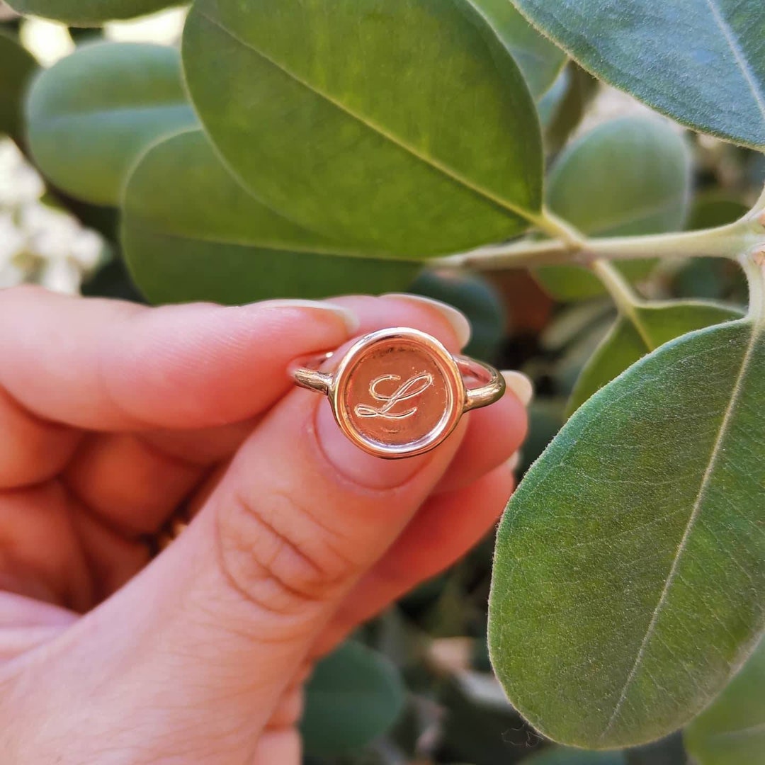 Mini Stamp Ring With Engraving Etsy