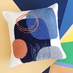 Punch Needle 'Blue' Pillow