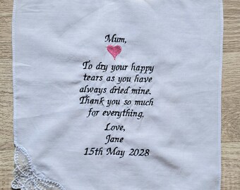 Mother of the Bride Embroidered Handkerchief
