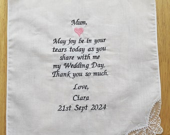 Mother of the Bride Embroidered Handkerchief