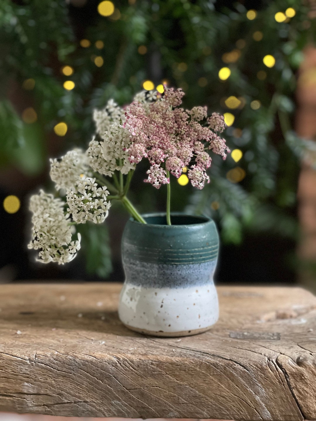 Ombre Pottery Vase Green Pottery Vase Flower Vase Studio Etsy