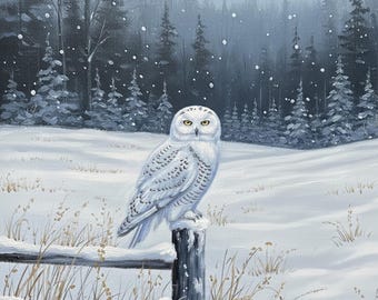 Wildlife Snowy Owl In A Winter Landscape Digital