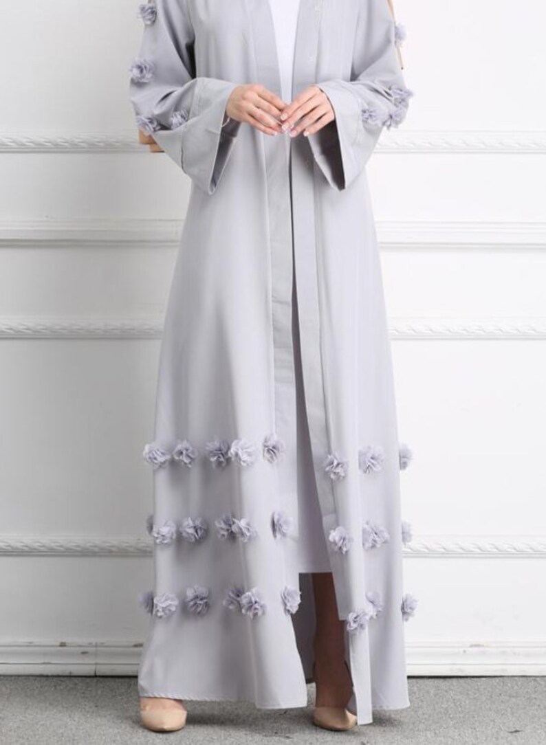 Modest Clothing Grey Abaya Maxi Dress RamadanEid Grey Abaya and Cardigan