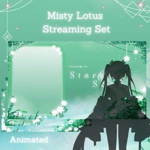 Vtuber Misty Lotus Garden Twitch Streamer Screens + Overlay Streamer Pack