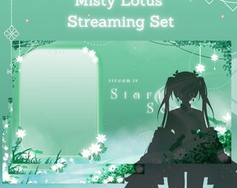 Vtuber Misty Lotus Garden Twitch Streamer Screens + Overlay Streamer Pack