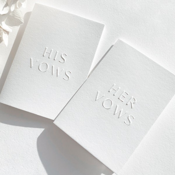 Embossed Wedding Vow books | Set of 2 | His and Hers vows minimal