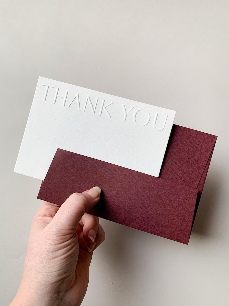 Embossed Thank You Cards | Set of 10 | Cotton Paper Letterpress ...
