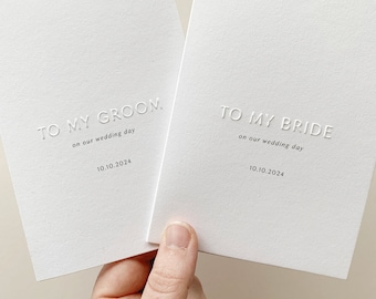 Personalized Love Letter | To My Bride/Groom On Our Wedding Day Letters | Set of 2 | Embossed | Wedding Note cards