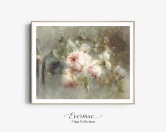 Blush Pink Vintage Rose PRINTABLE Wall Art Digital Print Blush Rose ...