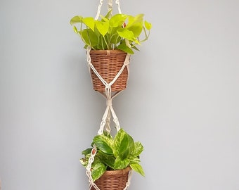 Macrame plant hanger, 2 tier and 3-tier plant hanger with Pot| Handmade in UK | eco-friendly