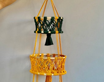 Fruit hammock under cabinet Macrame hanging fruit basket 2 and 3 Tier basket Produce storage Rope hanger Toy storage Boho kitchen decor