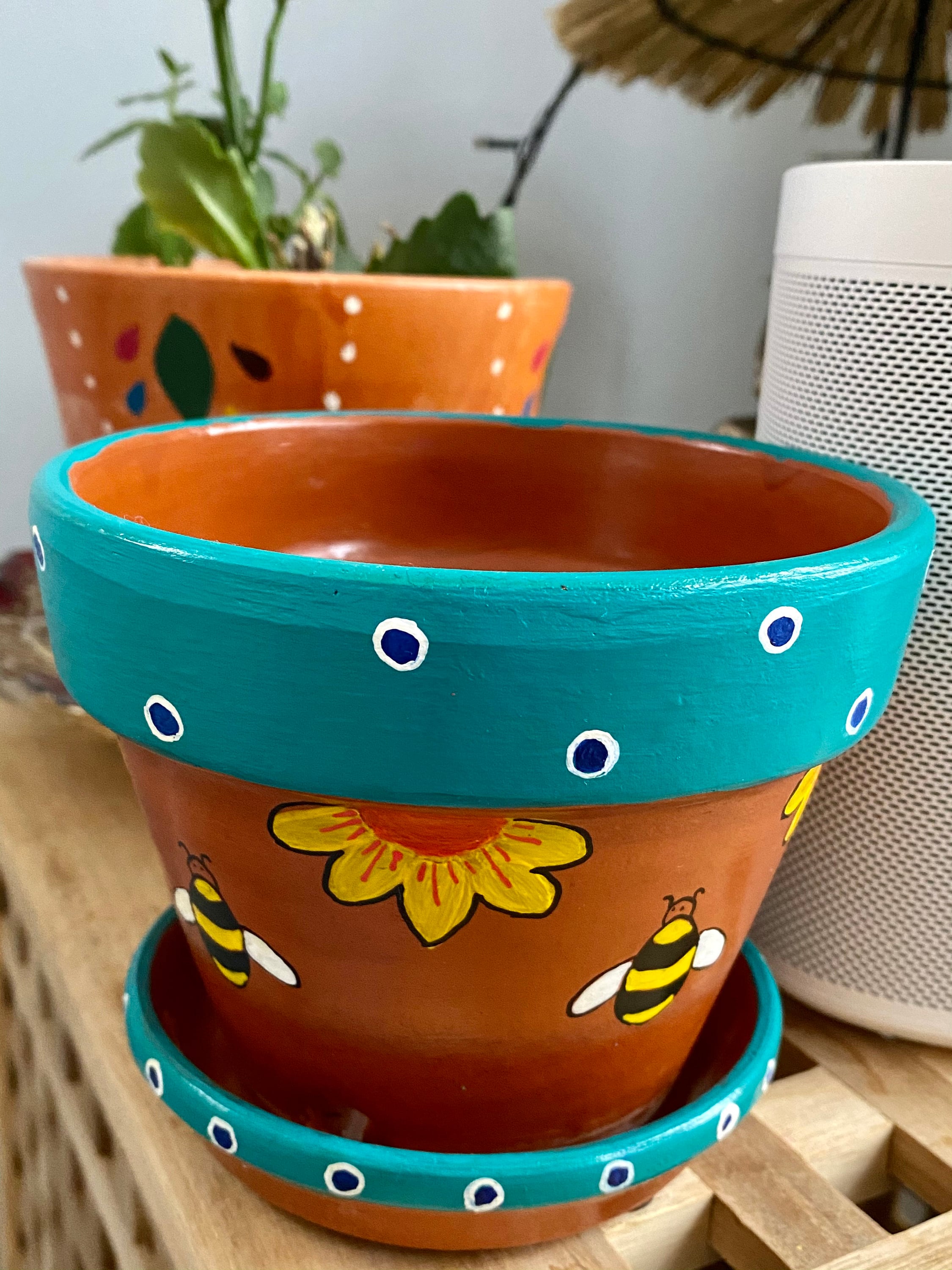 Handpainted Terracotta Pots With Saucer 13 Cm Painted Pots UK Etsy UK