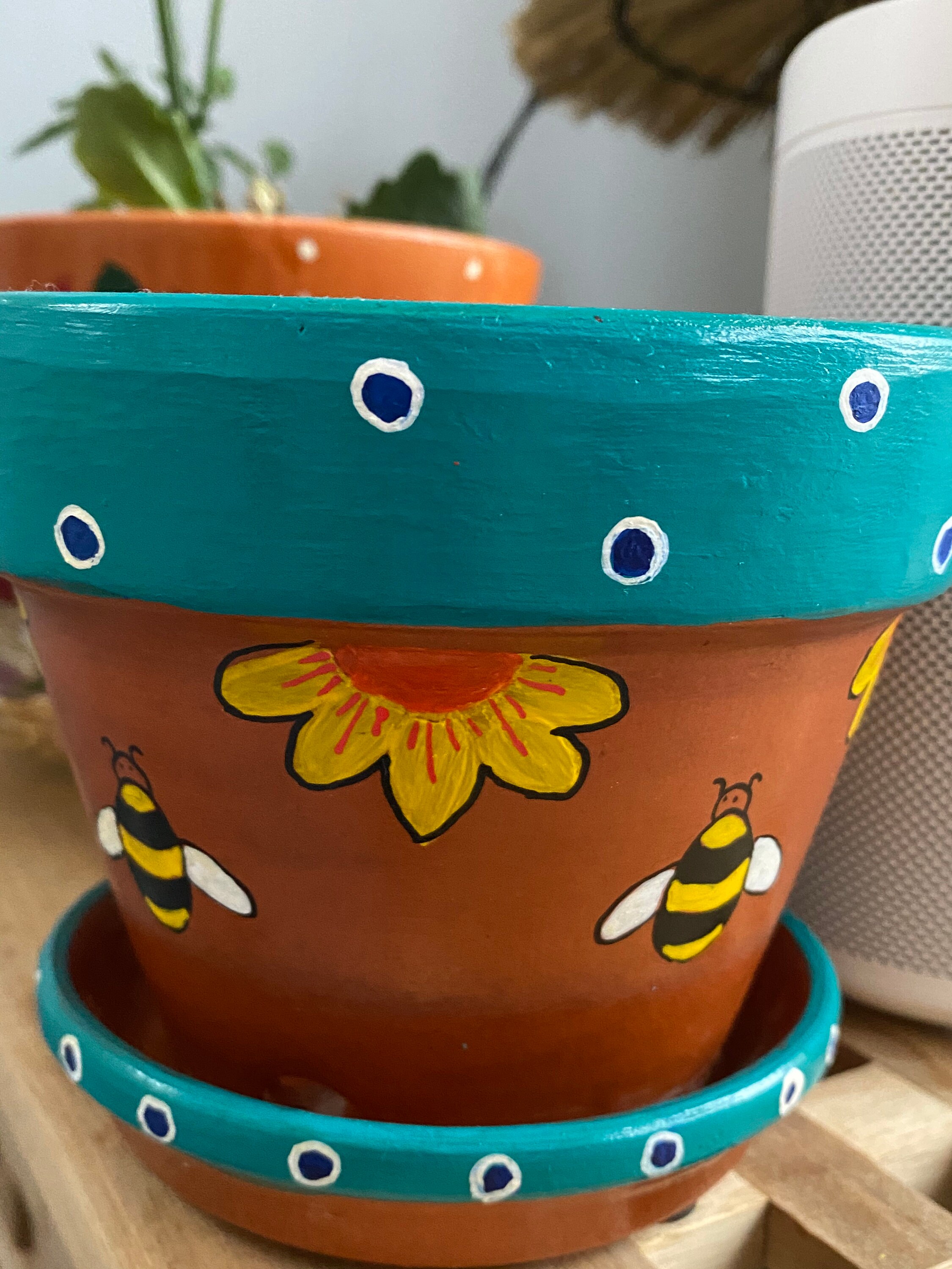 Handpainted Terracotta Pots With Saucer 13 Cm Painted Pots UK Etsy UK