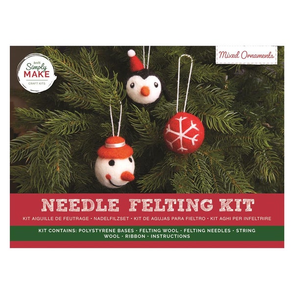 Docrafts Simply Make Needle Felting Mixed Ornaments Kit DSM 106113, Crafting, Christmas, Felting