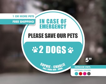 Customized Pet Emergency Sticker, Save Our Pets, Window and Door Sticker, In Case Of Emergency, Dog Rescue, Cat Rescue, Outdoor Vinyl