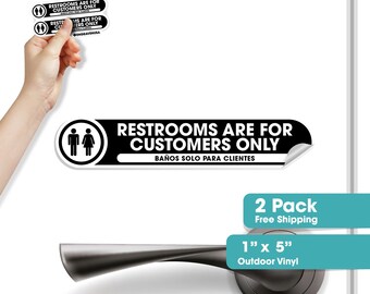 Restrooms are for Customers Only Sticker | Restrooms For Customers Only Sign | Set of 2 Stickers | Bilingual Stores, Small Businesses and more