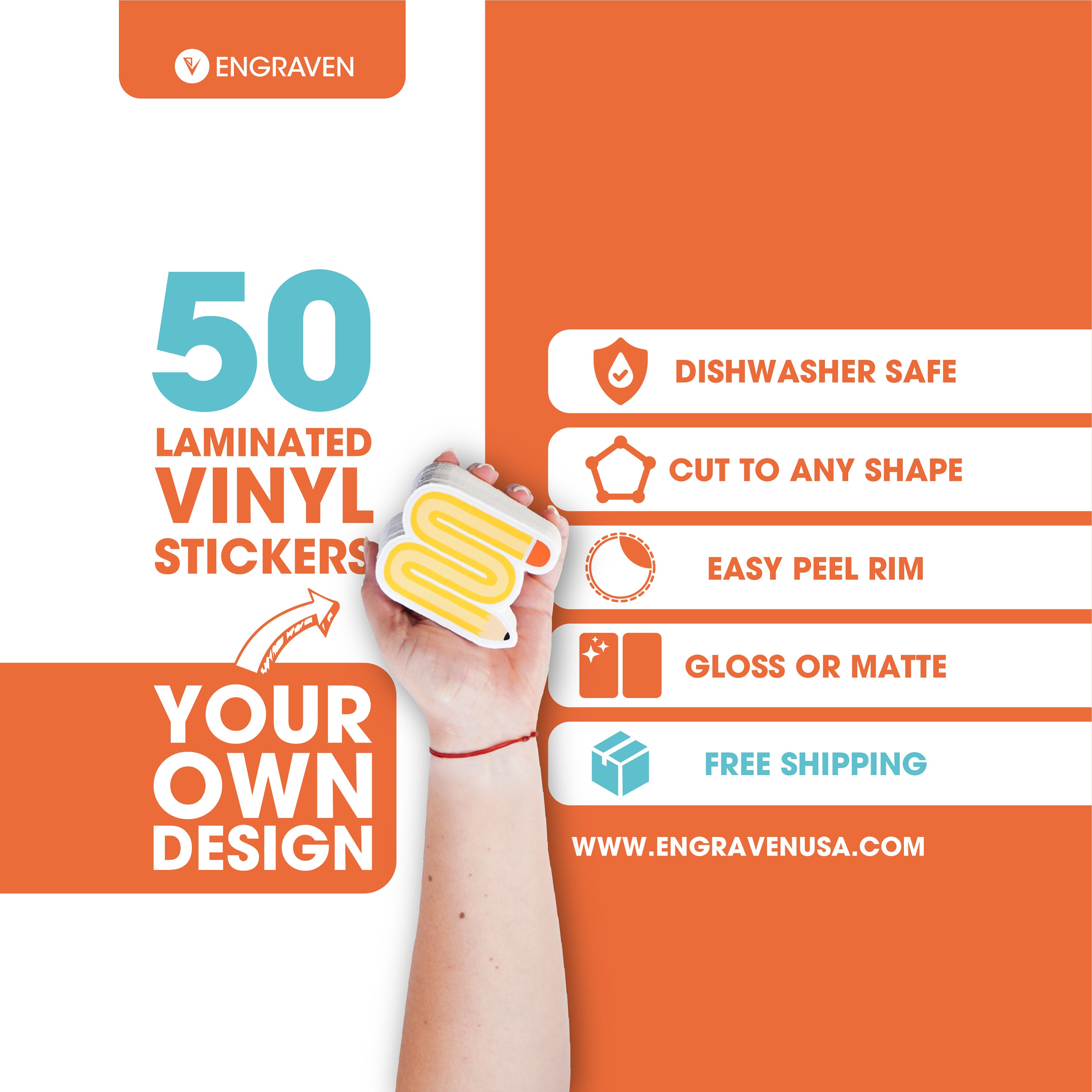 Shipped Sticker 50 Custom Vinyl Laminated Stickers - Best Prices - Small Business ...