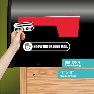 No Flyers or Junk Mail Sticker - No Junk Mail Sign - No Flyers Sign - Mailbox Sticker - Letterbox Door Vinyl Sticker