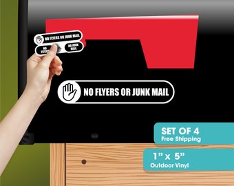 No Flyers or Junk Mail Sticker - No Junk Mail Sign - No Flyers Sign - Mailbox Sticker - Letterbox Door Vinyl Sticker