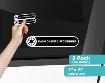 Dash Camera Recording Sticker Sign - Car Window Sticker - Bumper Sticker - Dash Cam Recording Sign - Waterproof - Outdoor Sticker - 2 Pack
