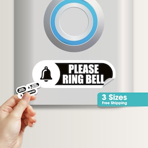 Please Ring Bell 3 pack Sticker Sign - Tiny Sticker Sign - Doorbell Sticker - Ring Doorbell Sticker- Waterproof - Outdoor Sticker