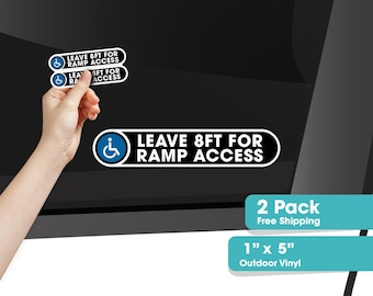Leave 8 Ft for Ramp Access Stickers | Set of 2 Car Window Decals | Accessibility Vehicle Notice | Waterproof Vinyl Sticker for car