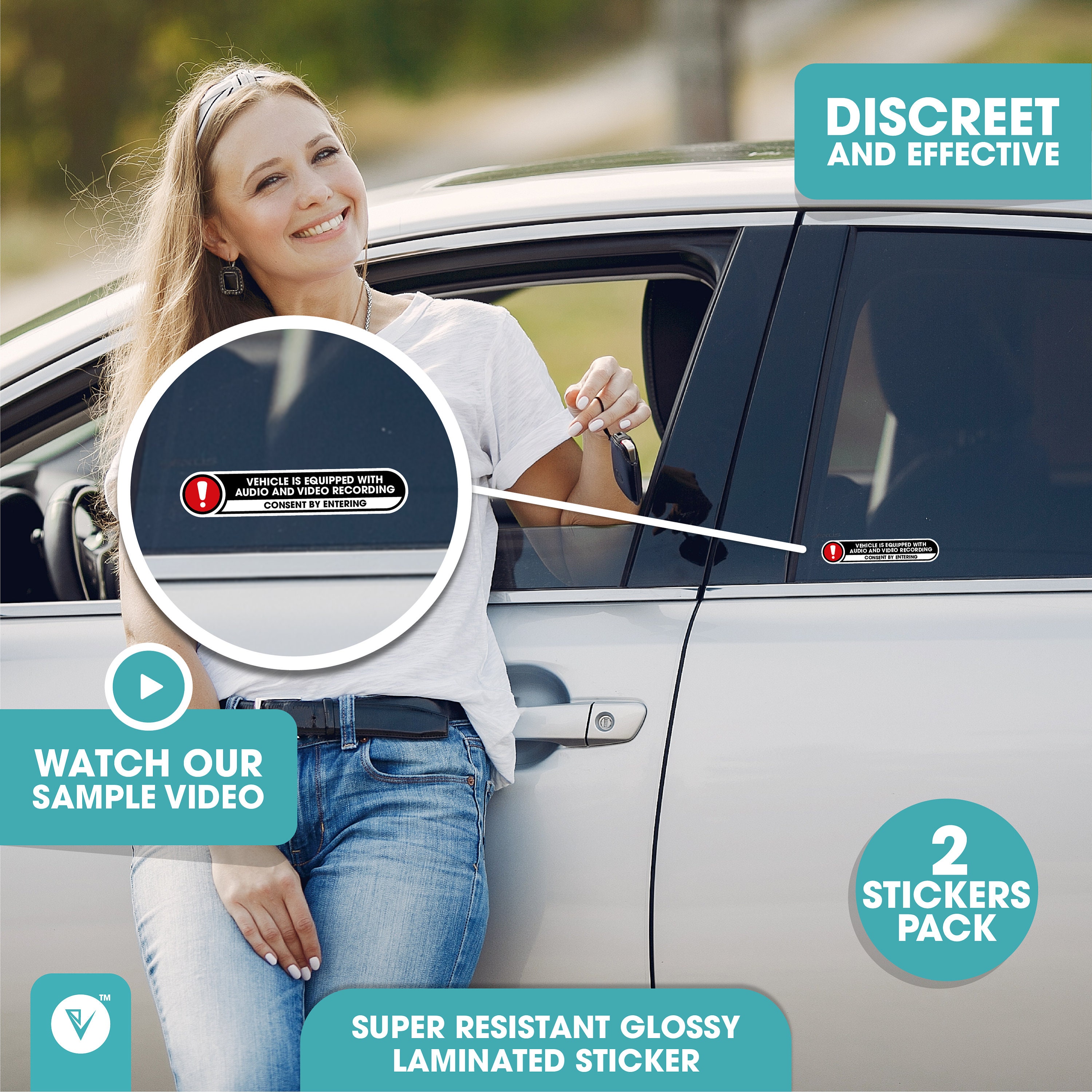 Vehicle is Equipped With Audio and Video Recording Stickers | Vinyl ...