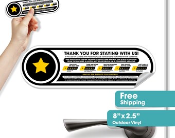 Bilingual Short Term Rentals (STR) 5 Star Rating Explanation Guide Small Sticker | 8x2.5 inches Permanent Matte Vinyl Sticker | VRBO