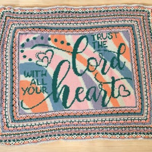 Trust The Lord With All Your Heart | Proverbs 3:5 | Graphgan | Bible Verse Blanket | Crochet Blanket
