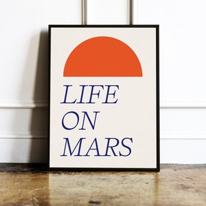 Life on Mars Bowie, Music Typographic Print, Home Decor, Risoprint, Gift Wall Art Poster