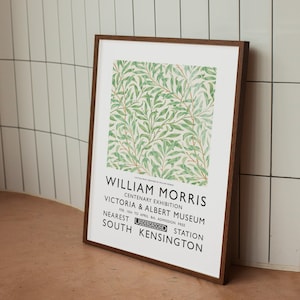 William Morris Exhibition Poster, Art Print, Art Nouveau, Victoria and Albert Museum, Morris Flower Pattern, Home Decor, Wall Art
