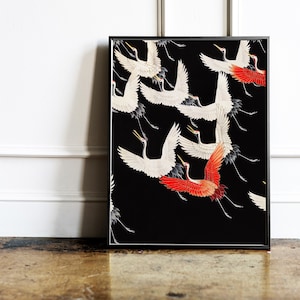 Furisode with Flying Cranes 1910-1920 by anonymous. Wall art premium poster print