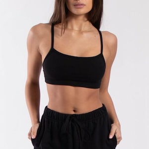 Bralette pour femmes | Haut à bretelles spaghetti en coton et élasthanne | Fabriqué aux États-Unis