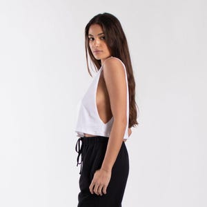Women's Garment Dyed Cropped Muscle Tank | Vintage Wash Cotton Top | Made in USA image 4