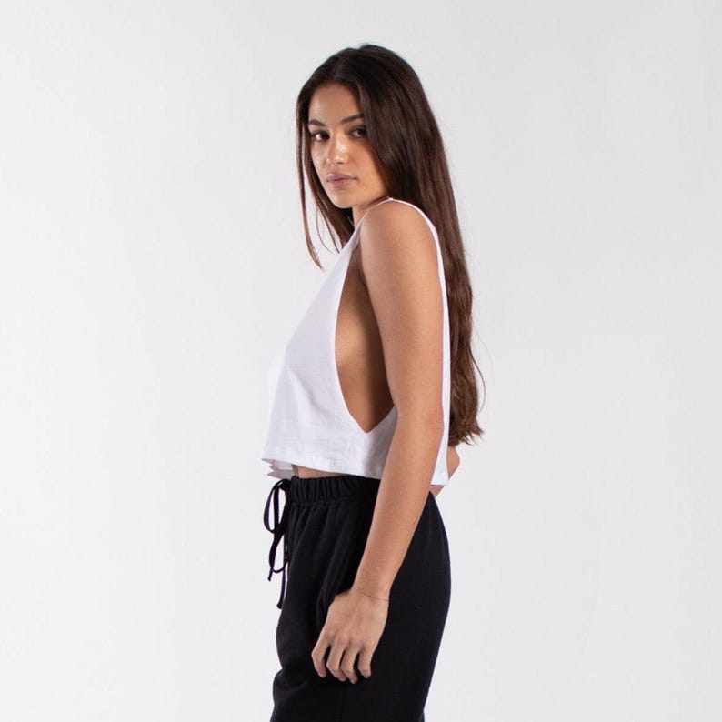 Women's Garment Dyed Cropped Muscle Tank | Vintage Wash Cotton Top | Made in USA image 4
