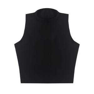 Women's Mock Neck Cropped Muscle Tank | Sleeveless Turtleneck Top | Made in USA image 10