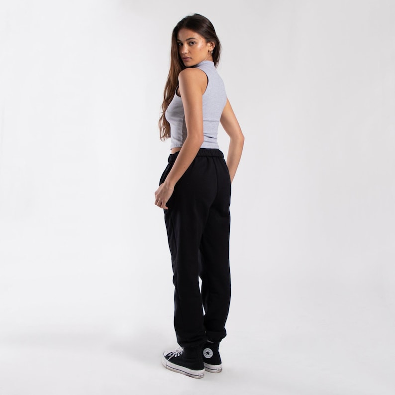 Women's Mock Neck Cropped Muscle Tank | Sleeveless Turtleneck Top | Made in USA image 5