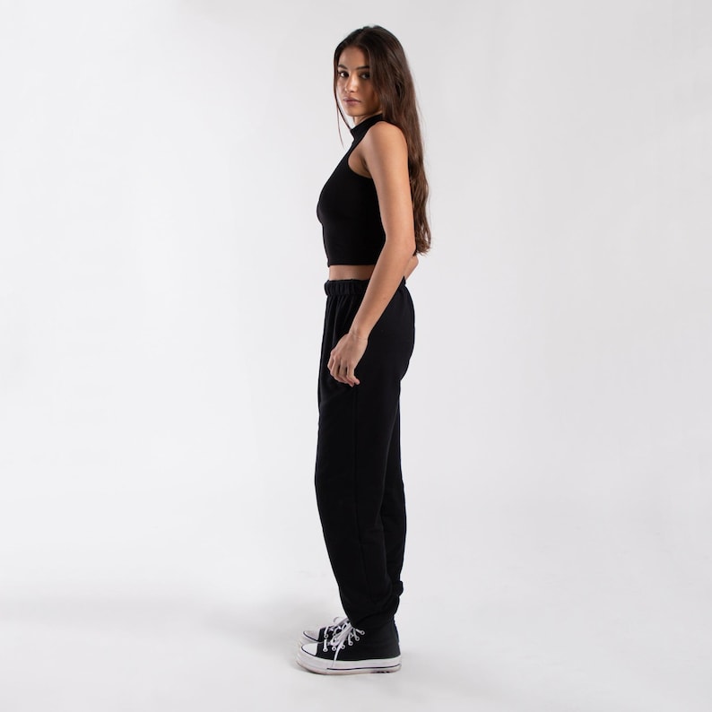 Women's Mock Neck Cropped Muscle Tank | Sleeveless Turtleneck Top | Made in USA image 6